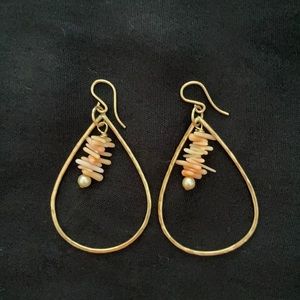 14K Gold Wire Tear Drop Hoop Earrings